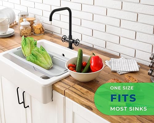Miniatura 6 de Colador sobre el fregadero de Comfify - Colador elegante y moderno para cocina - Uso con pasta, verduras, granos, arroz y bayas y frutas - Colador,