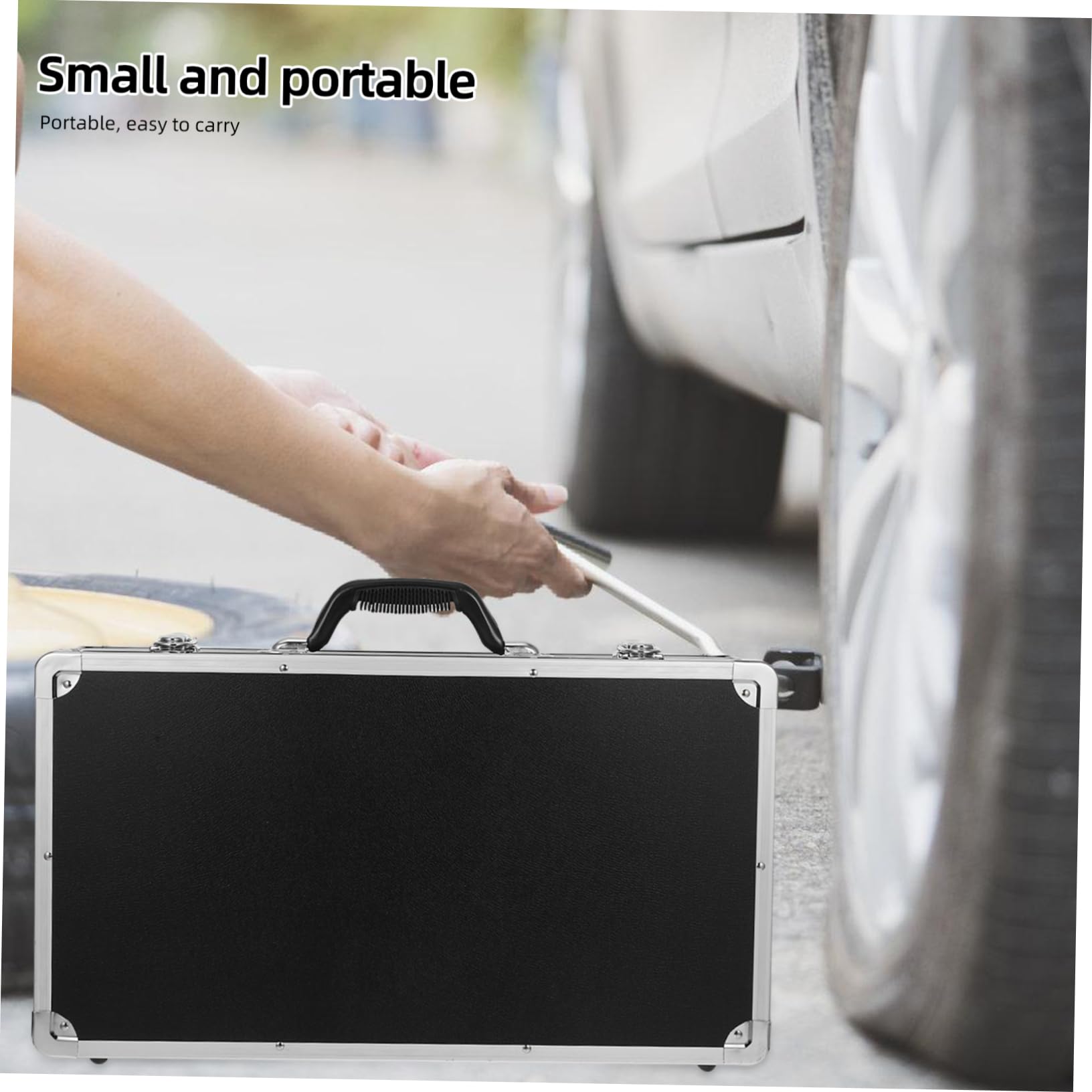 Valigetta Portautensili Portatile in Alluminio Nero | Lega di Alluminio e Abs, Interno Spugna ad Alta Densità, Inserti in Foams e Maniglia Antiscivolo