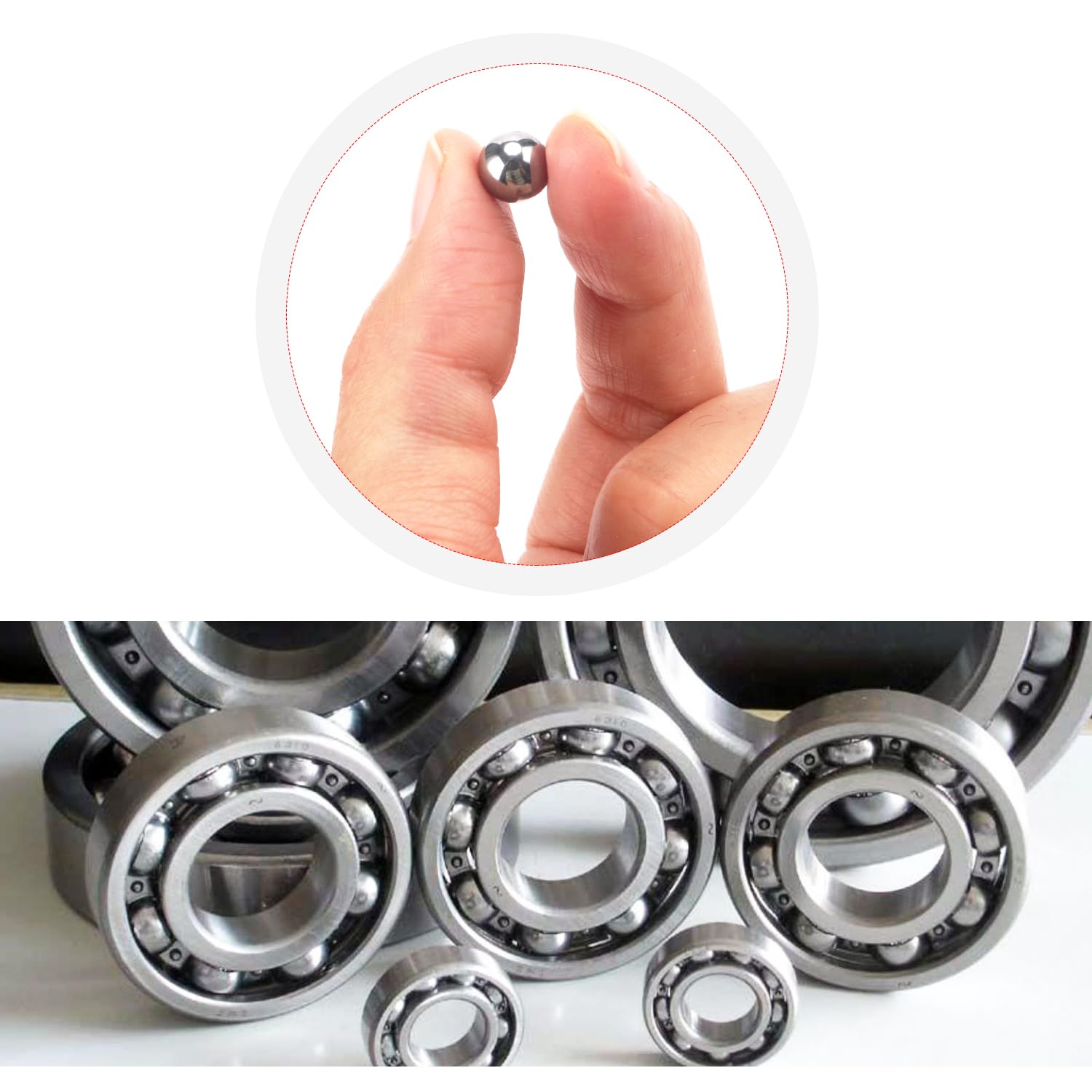 YIXISI 400 Pezzi 11 Dimensioni di Precisione in Acciaio Cromato Cuscinetto a Sfere Assortimento Kit, Acciaio Inox Cuscinetti a Sfera per Bicicletta Skateboard, 2/2.5/3/3.5/4/4.5/5/5.5/6/7/8 mm