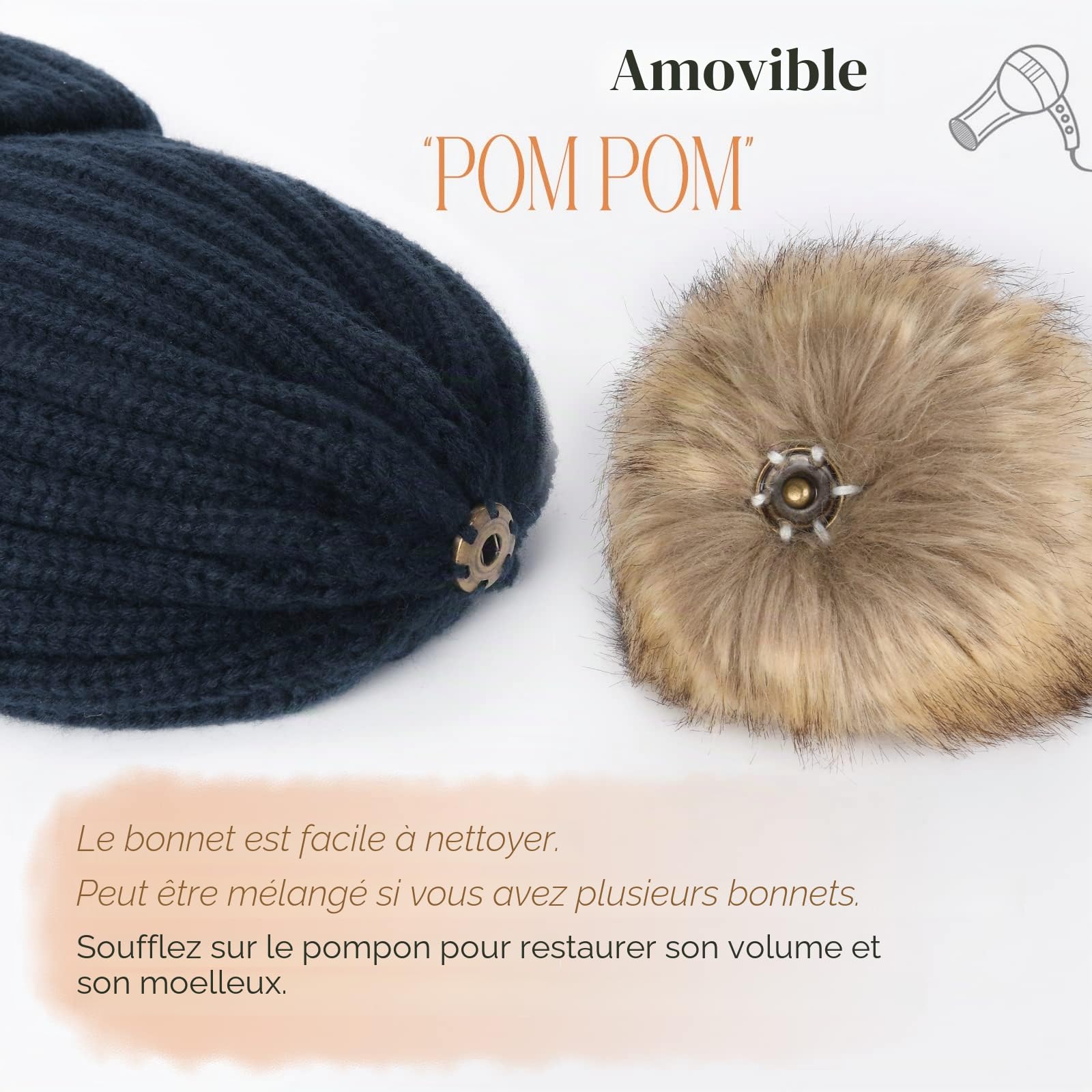FURTALK Chapeaux d'hiver pour Femme Double Couche en Polaire avec Pompons à Pompons