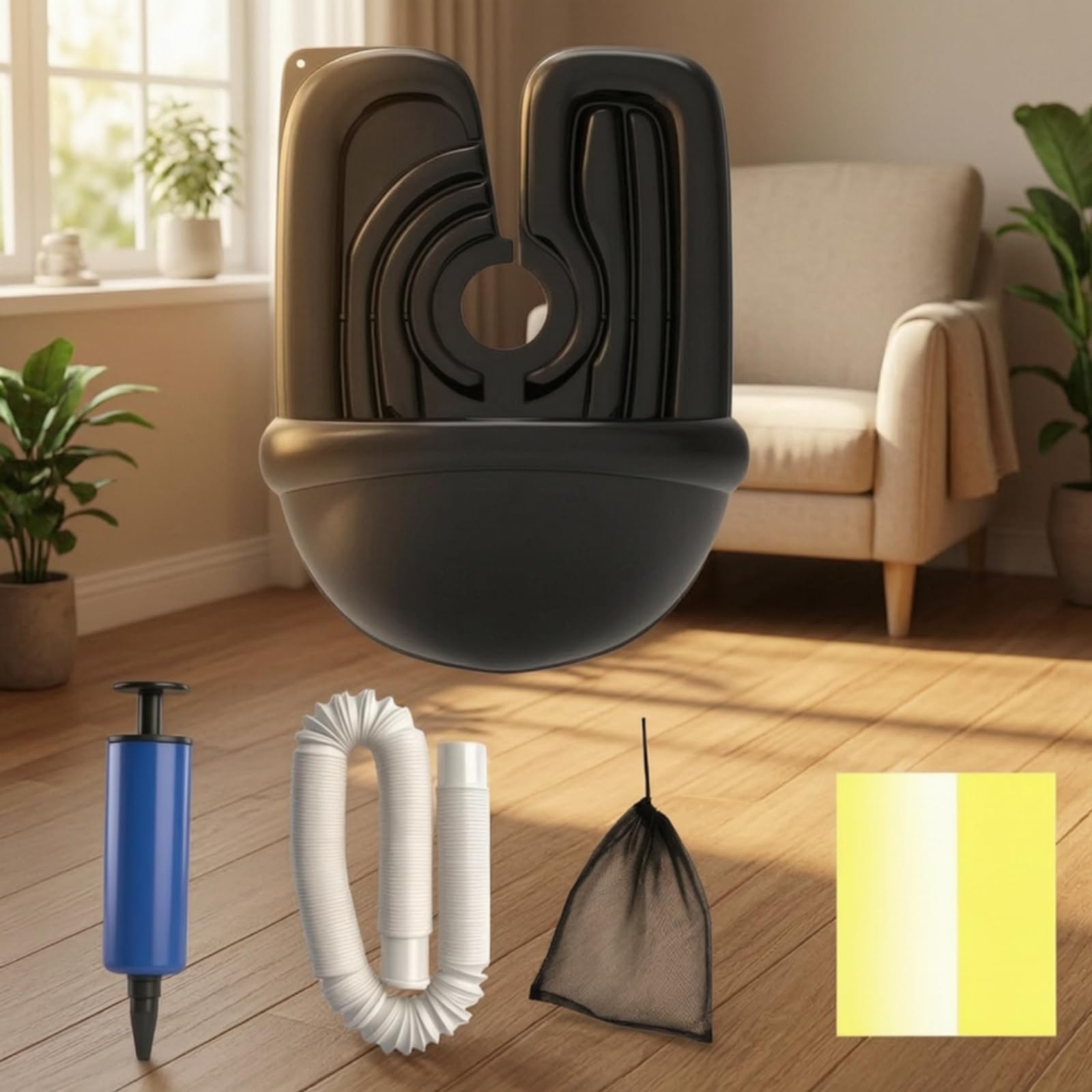 F Fityle Lavacabezas Portátil Inflable Plegable Lavacabezas Inflable con Reposacabezas Ergonómico Lavabo con Tubo Drenaje para Enfermos en Cama, Casa, Negro, Estilo C