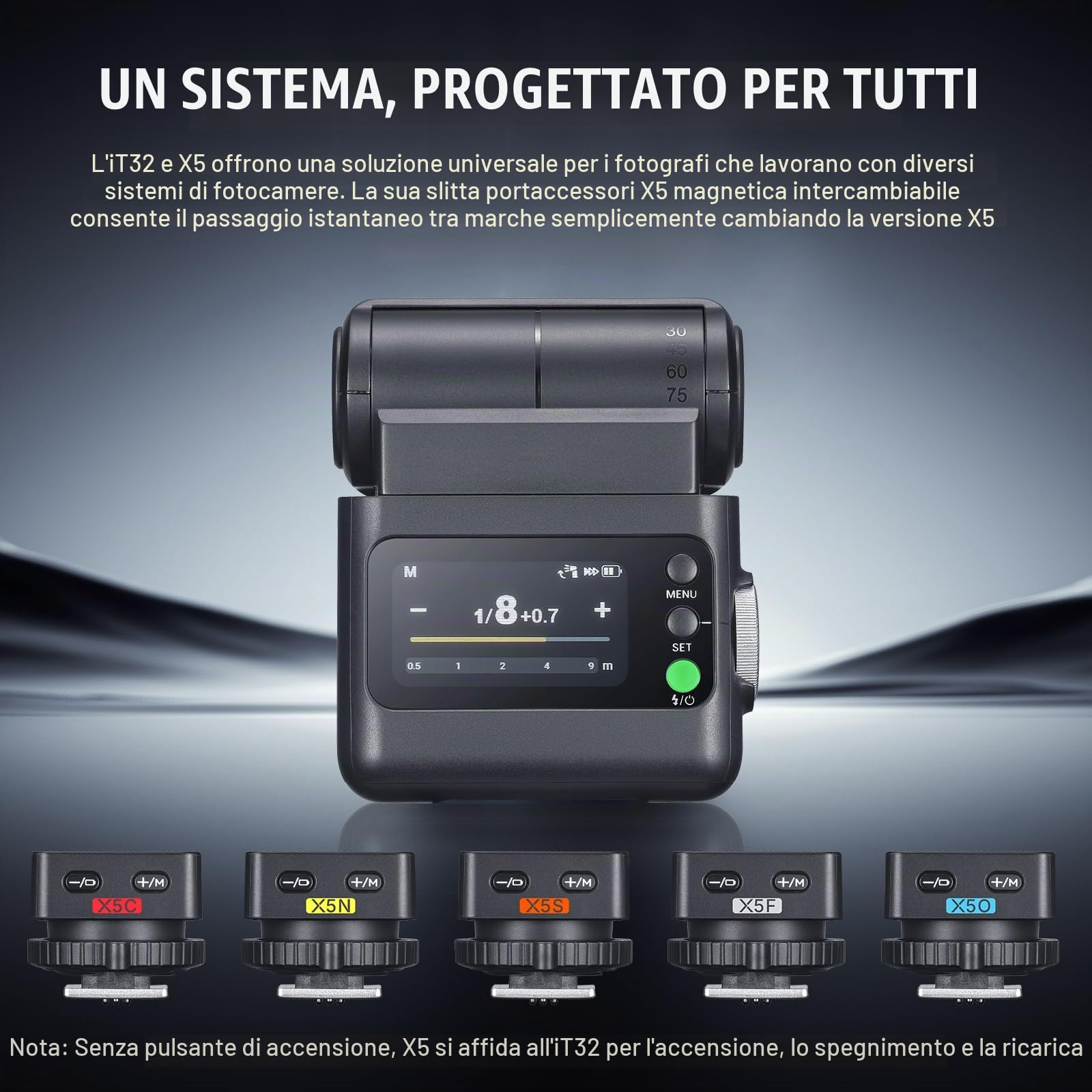 Godox IT32 Flash per Fotocamera TTL con Trigger X5N per Nikon Camera 2.4G GN18 510 Flash a Piena Potenza Touchscreen Riflettore Integrato Luce LED Filtro Colore Magnetico
