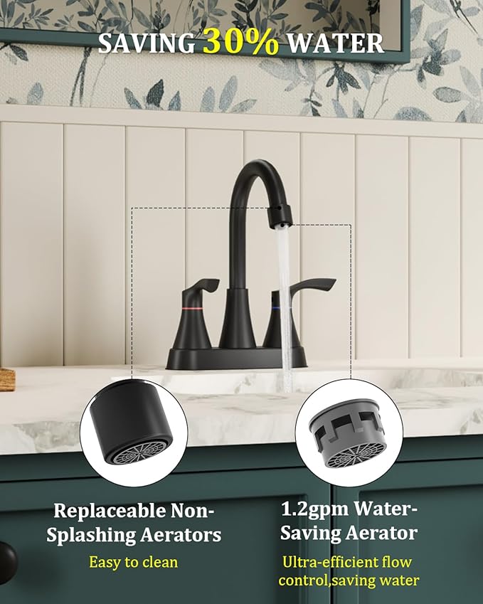 Grifería Lavamanos 2 Huecos Negro Mate Acero Inoxidable miniatura 4