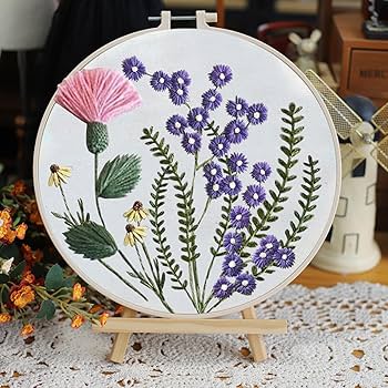 刺繍アート 武士の兜と花 PHC-082-2 刺しゅうキット マカベアリス 野の花の刺繍フレーム