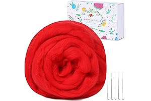 Felting Wool Yarn - 80g Red Roving Yarn for Needle Felting, Wet...