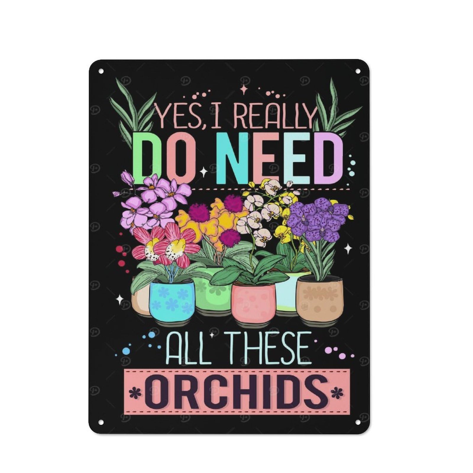 Funny Orchid Plant Lover Metal Wall Plaque for Halloween Party Room, Bar, Hallway Or Kitchen, Seasonal Gift for Friends And Spooky Decor Lovers, 40x30cm