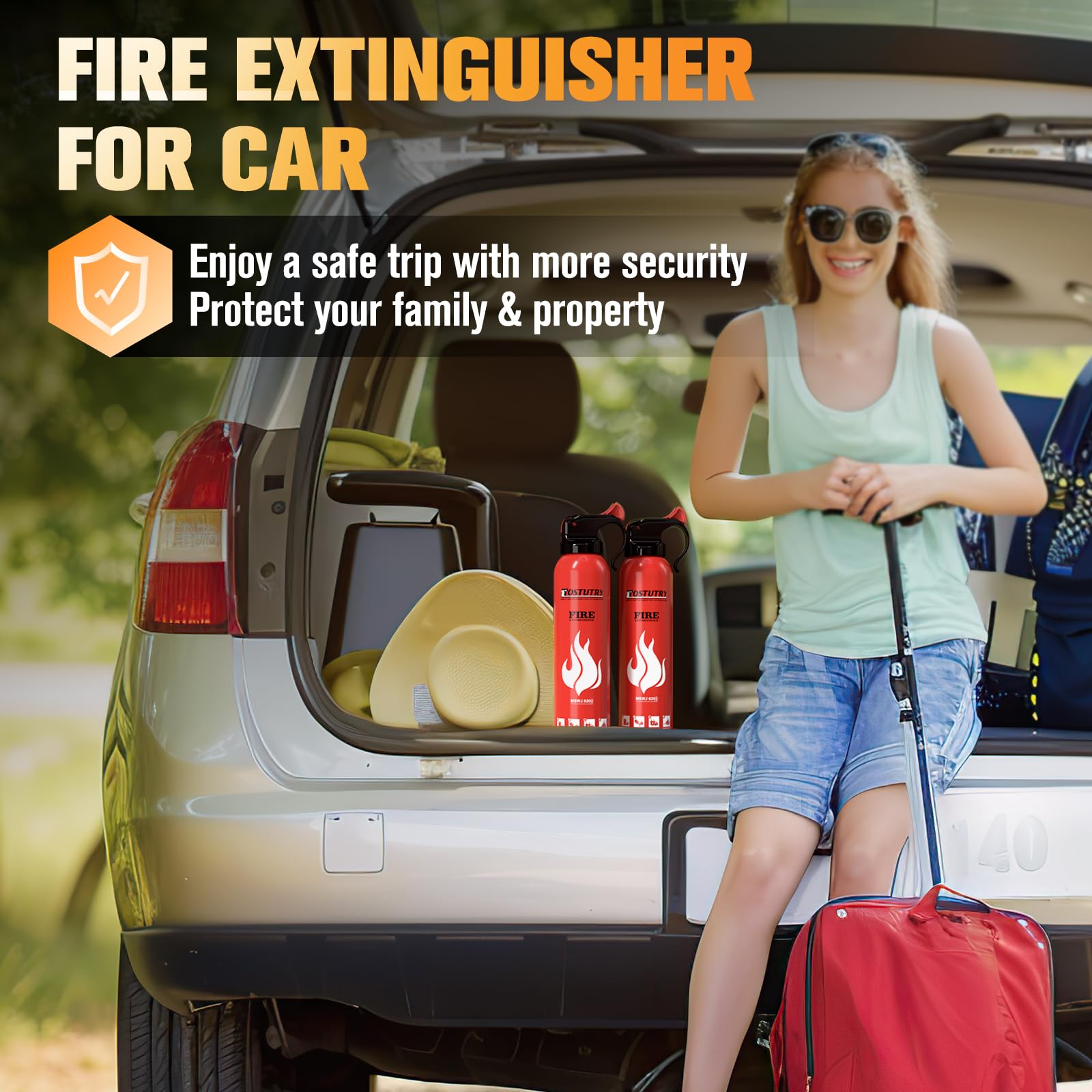 Upgraded 8-IN-1 Fire Extinguisher for Home Vehicle Car Kitchen Boat, Small Fire Extinguishers Spray with Mount for Class A B C K Fire, Portable Non-Toxic Prevent Re-Ignition Easy Clean (2 Pack)