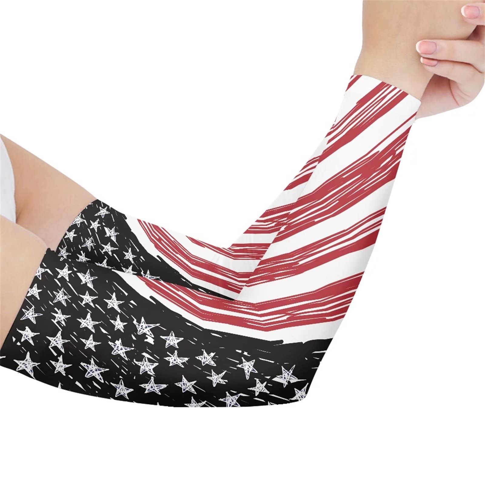 JEOCODY American Flag Pattern Cooling Sports Sleeves Outdoor Cycling Golf Sports Sleeves for Arms Covers for Tattoo Cover Up