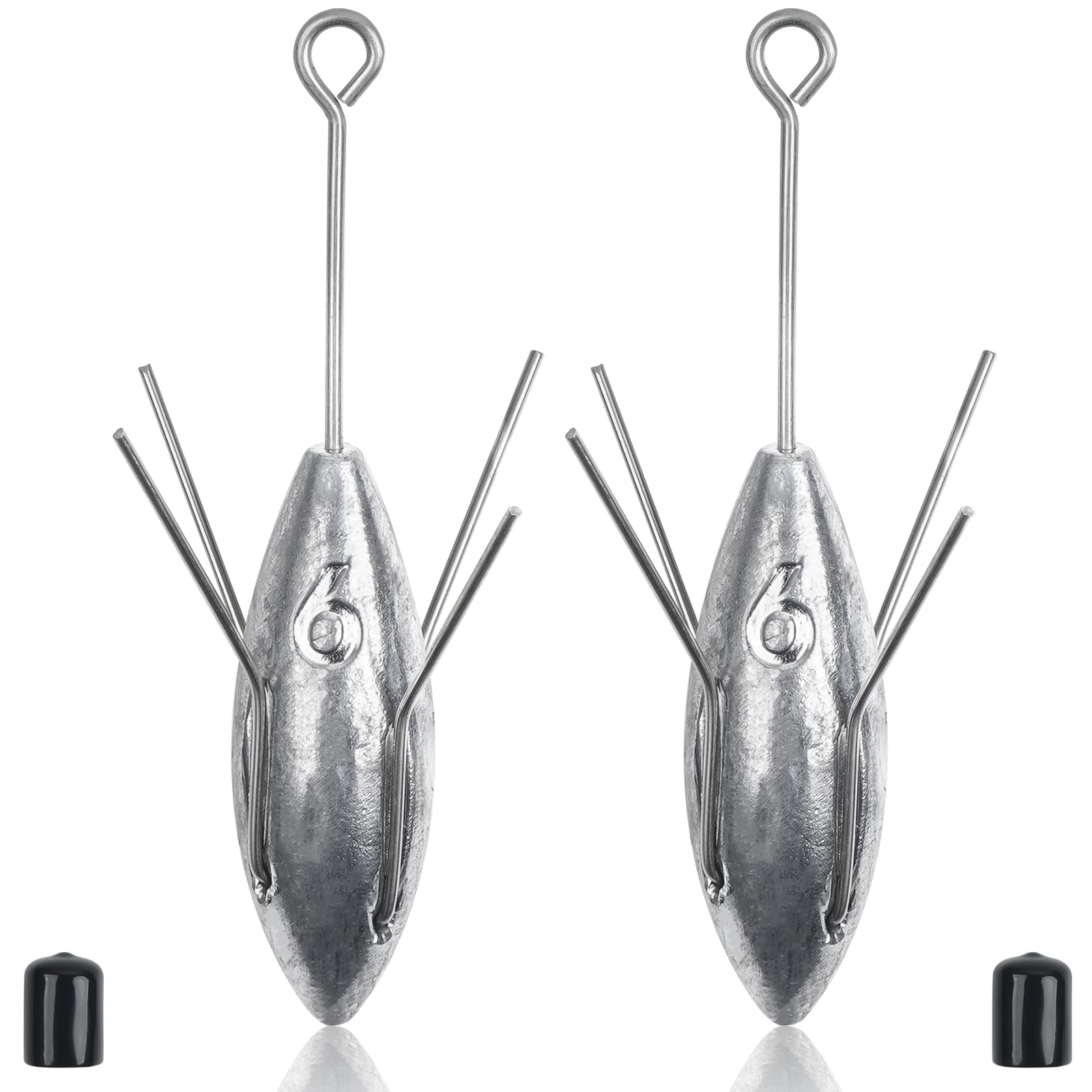 Sputnik Sinkers Fishing Weights, Surf Fishing Weights Long Tail Spider Weights Saltwater Surf Casting Sinkers Catfish Beach Fishing Sinkers Weights for Ocean Sea Sand (6 Ounce-2pcs)
