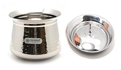 Coconut Stainless Steel - Cookware/Fiji Hammered Handi with Lid-1 Unit - Capacity - 500 ML