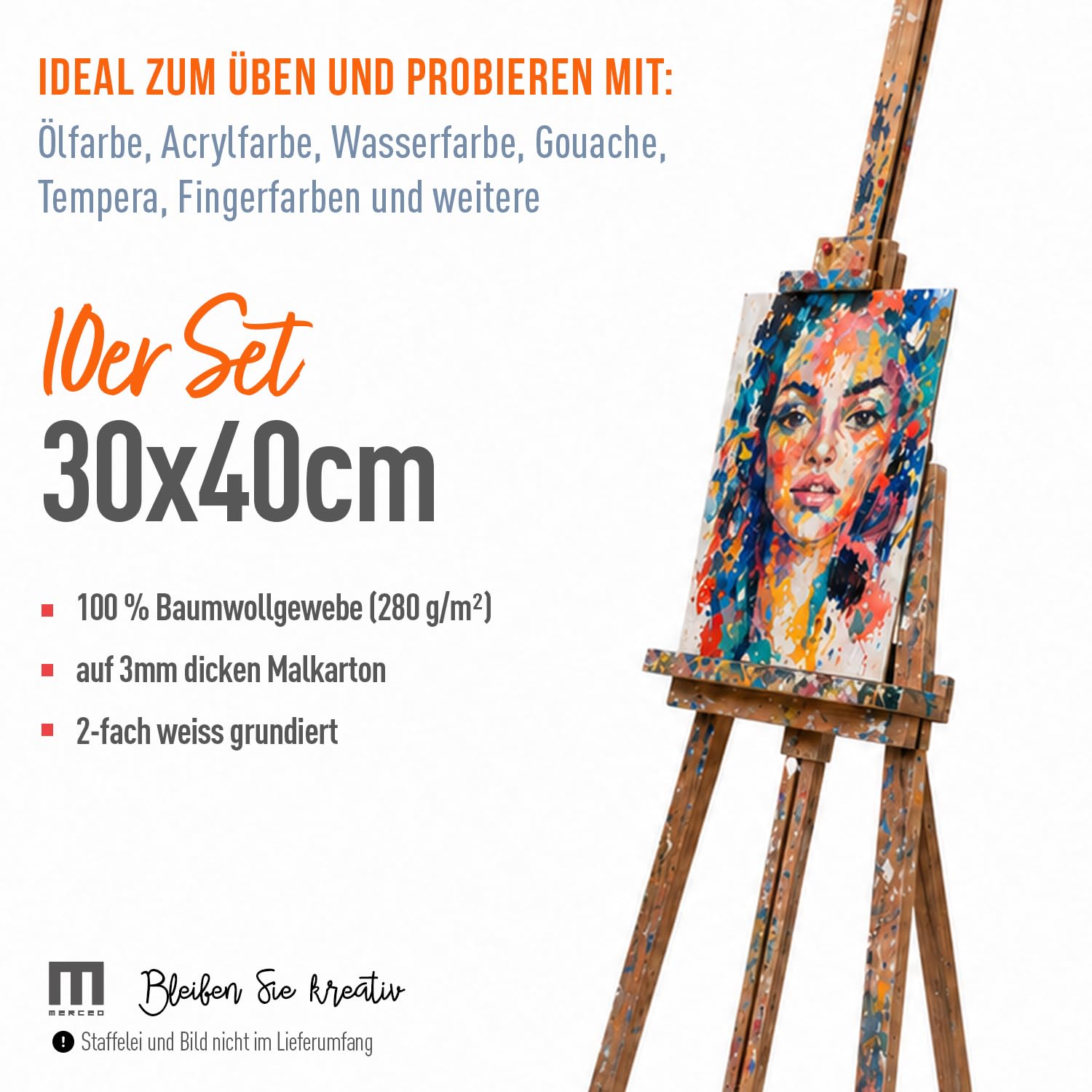10 lienzos finos para pintar, 30 x 40 cm, panel blanco vacío sobre cartón para pintar, el cartón para pintar está hecho de 100% algodón, 2 capas de color blanco, 3 mm de grosor, para pintar para
