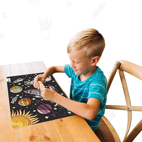 Miniatura 8 de merka Manteles individuales para niños, 17 x 11 pulgadas, multicolor, juego de 4 manteles individuales de plástico lavables para mesa de comedor,