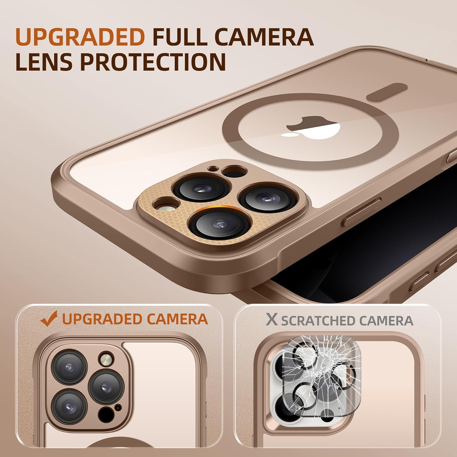 BERFY for iPhone 16 Pro Max Case, Compatible with MagSafe, Built-in Privacy Screen Protector and Camera Protection, Anti-Spy Full Body Shockproof Clear Phone Case for 16 Pro Max 6.9", Desert Brown - Image 5