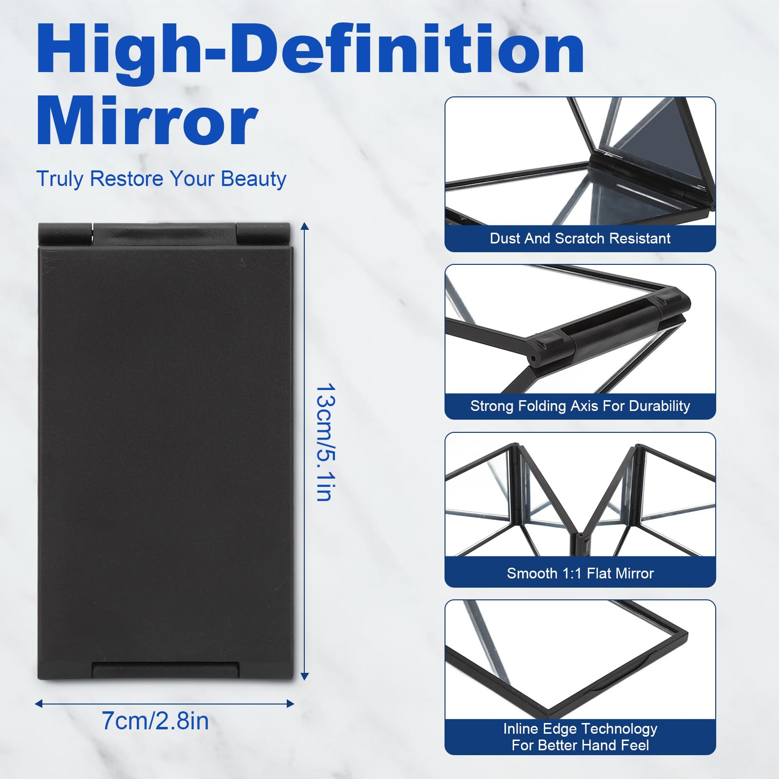 Specchio Pieghevole 360 Gradi - Portatile per Trucco e Taglio Capelli, Auto-Styling e Visione Parte Posteriore