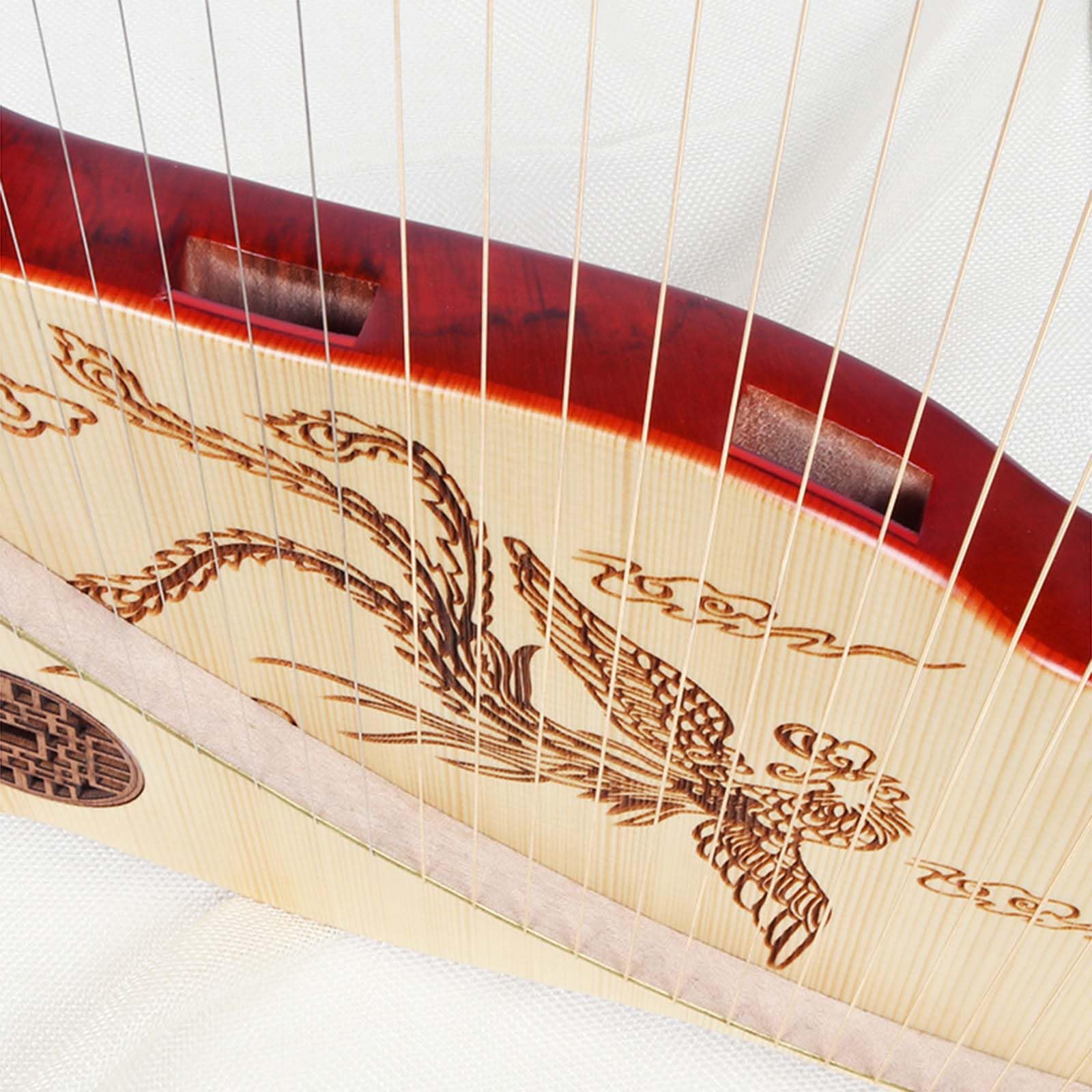 FJAUOQ Lyre Harfe Portable 24 String Harp Lyre Handgeschnitzte Tragbare Muster Mahagoni Holzinstrumente Harfe Instrument Lyre Geschenk für Musikliebhaber Studenten Anfänger,B 24 String