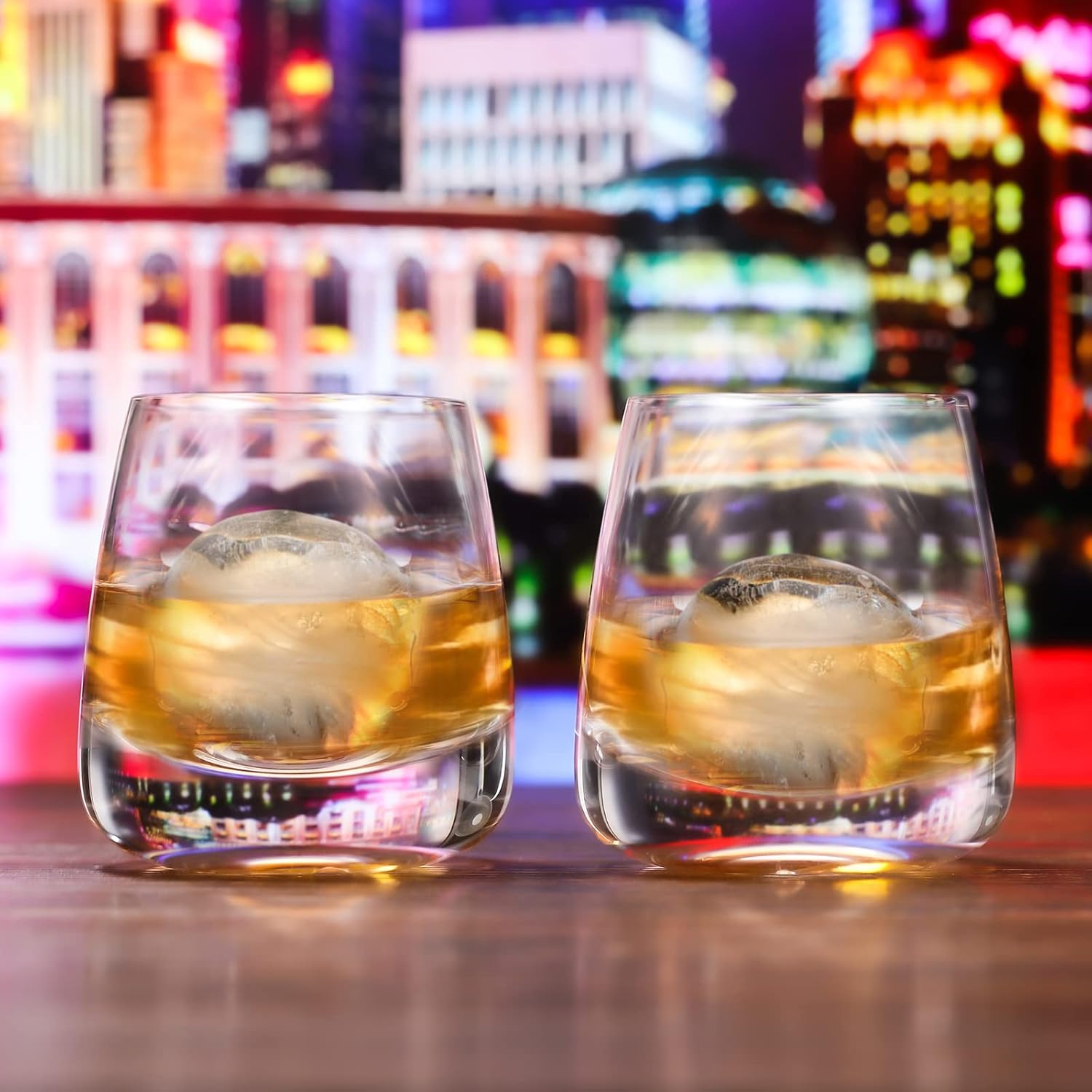 Ohnijialit Crystal Whiskey Glasses Premium 10 OZ Old Fashioned Cocktails Glasses-Thick Weighted Bottom Rocks Glasses Hand Blown Scotch Glasses Perfect for Cocktail, Bourbon, Scotch Manhattans (4 Pcs)