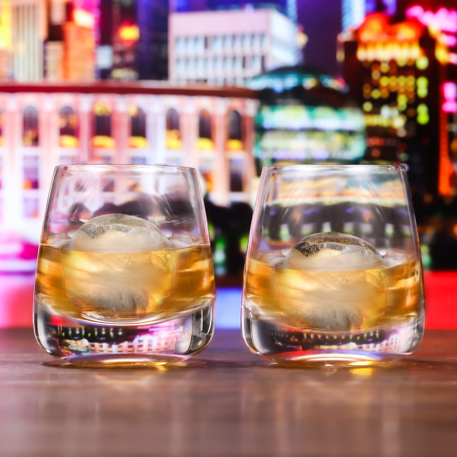 Ohnijialit - Vasos de whisky de cristal de alta calidad de 8 onzas, vasos de cóctel antiguos, vasos gruesos con peso en la parte inferior, vasos de whisky soplados a mano, juego de 4 vasos perfectos