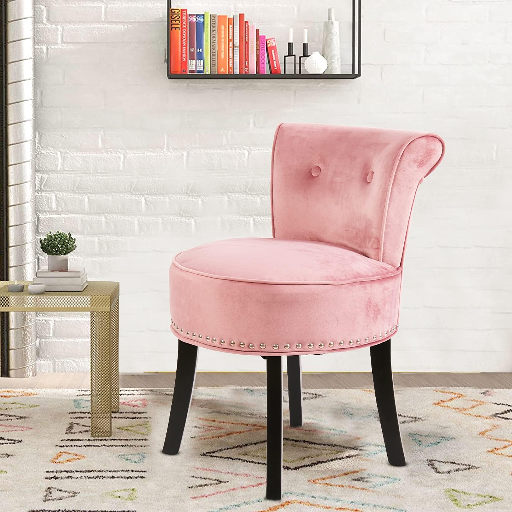 WisforPink Vanity Chairs Stools for Bedroom, Small Makeup Stool Chair Bench with Back