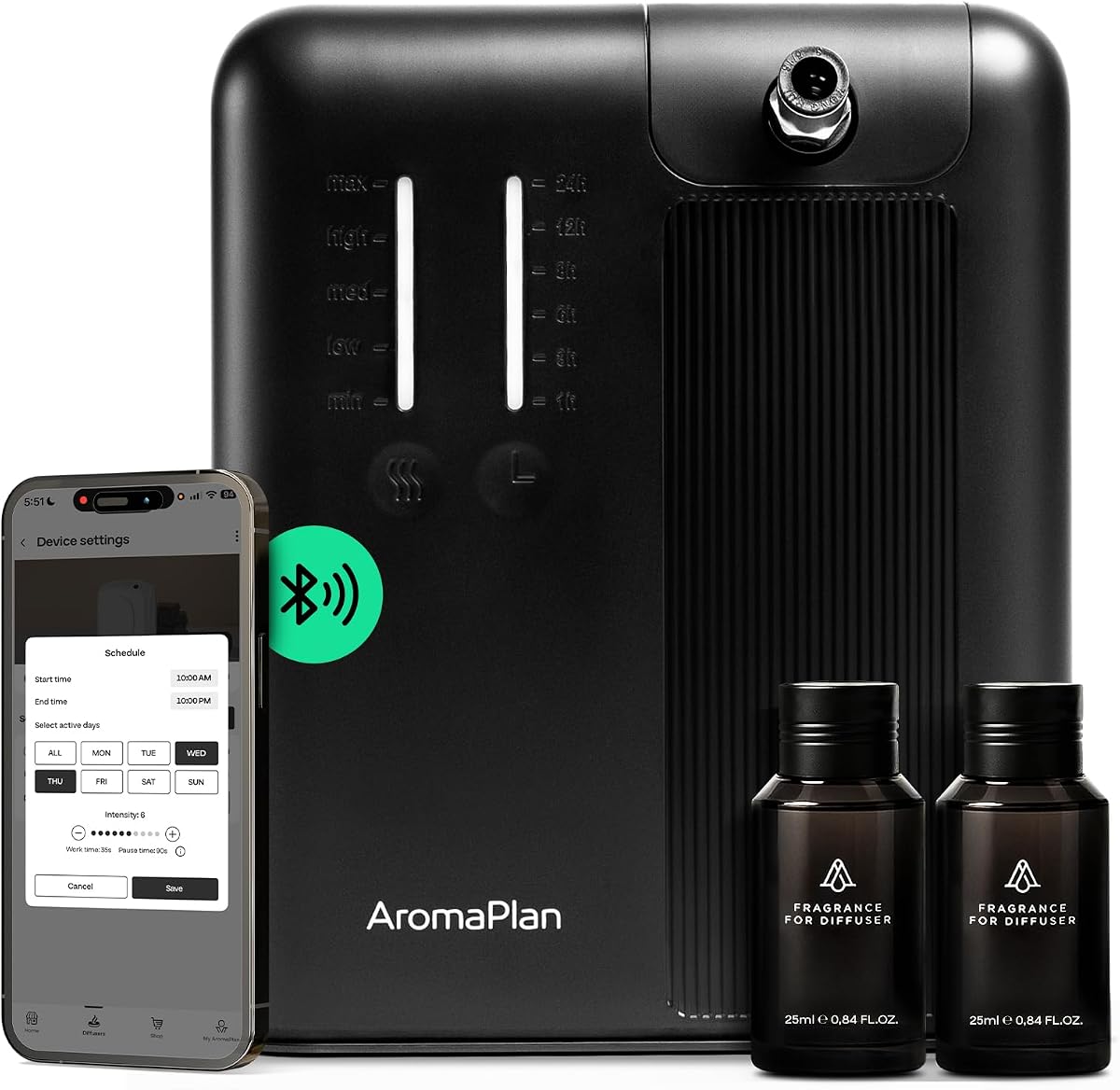 AromaPlan 5 Star Collection Cold Air Scent Diffuser, Whole House (2 Scents Included)- Waterless Smart Aroma, Scent &Time Adjust., App Control, HVAC | Home, Commercial, Hotel | Large Room, 2,000 sq.ft