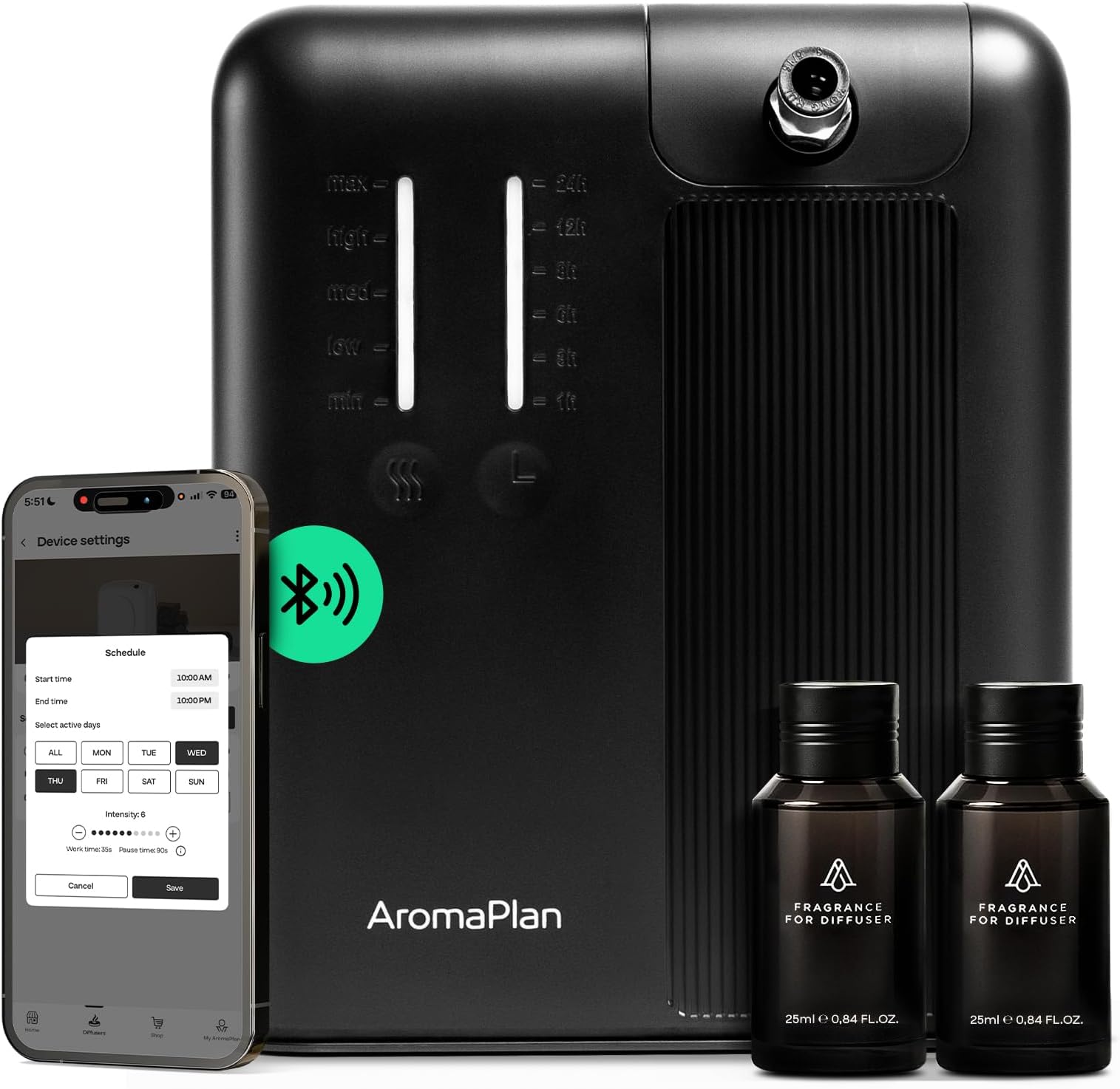 AromaPlan 5 Star Collection Cold Air Scent Diffuser, Whole House (2 Scents Included)- Waterless Smart Aroma, Scent &Time Adjust., App Control, HVAC | Home, Commercial, Hotel | Large Room, 2,000 sq.ft