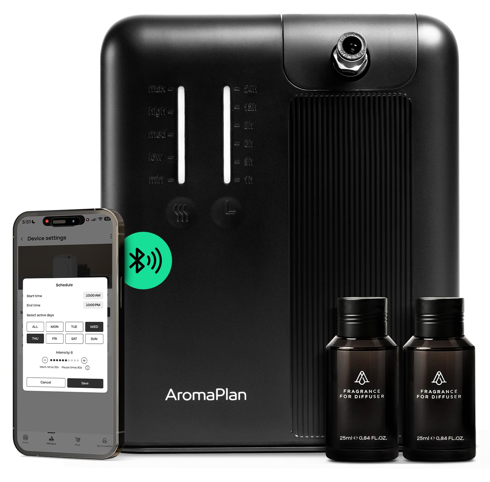 AromaPlan 5 Star Collection Cold Air Scent Diffuser, Whole House (2 Scents Included)- Waterless Smart Aroma, Scent &Time Adjust., App Control, HVAC | Home, Commercial, Hotel | Large Room, 2,000 sq.ft