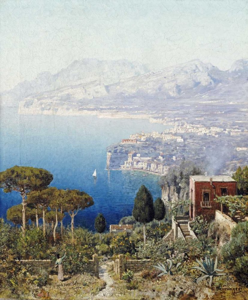 Feeling at home KUNSTDRUCK auf MATTE PAPIER 220gr Costa Sorrentina Berninger Edmund - Meer vertikale Poster Landschaften und Landschaft Buildin Bild auf Papier cm_93_X_76