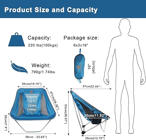Miniatura 2 de Silla de campamento plegable ultraligera, sillas de campamento plegables con bolsa de transporte para senderismo, mochileros, picnic, conciertos al