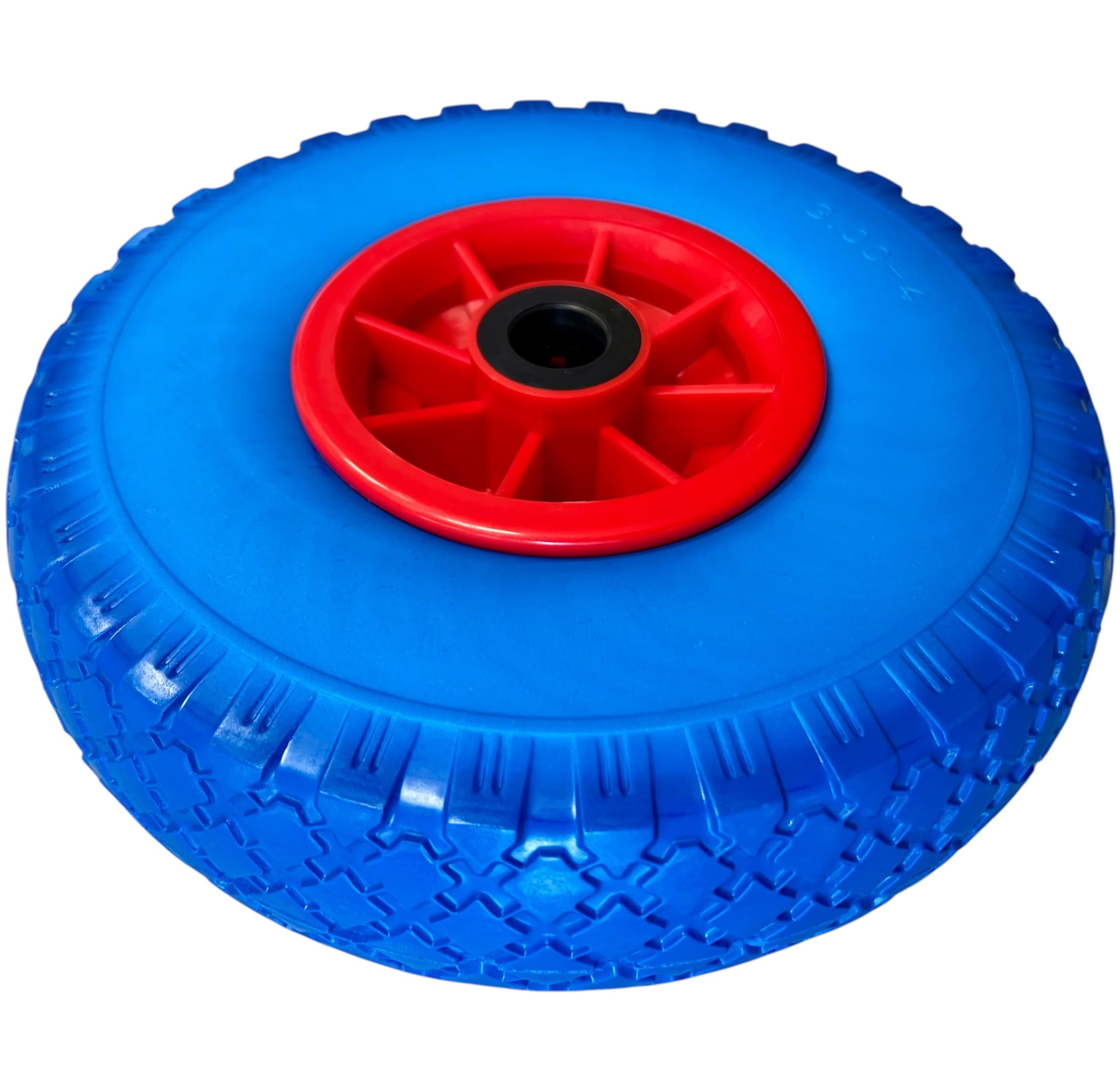 2x Sackkarrenrad Pannensicher VOLLGUMMIREIFEN Ø 260mm, Nabe Ø20×75mm, 3.00-4, für Sackkarren Bollerwagen, Rad Ersatzrad Reifen Räder für Sackkarre Bollerwagenrad Sackkarrenräder Blau/Rot, PU