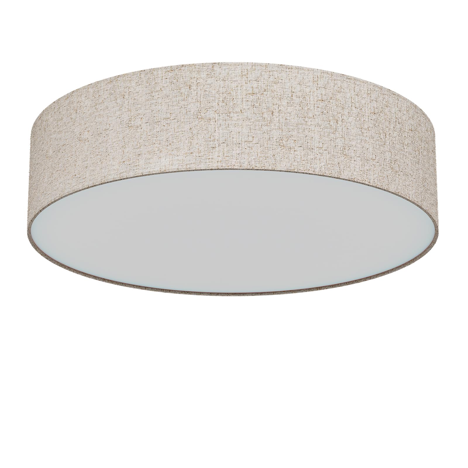LQWELL Lampada da Soffitto in Tessuto, Plafoniera Rotonda con Paralume in Lino, Attacco E27 x 6, max.40W, Ø50cm x H10cm, Colore naturale, per Soggiorno, Camera da Letto, Sala da Pranzo, Ufficio