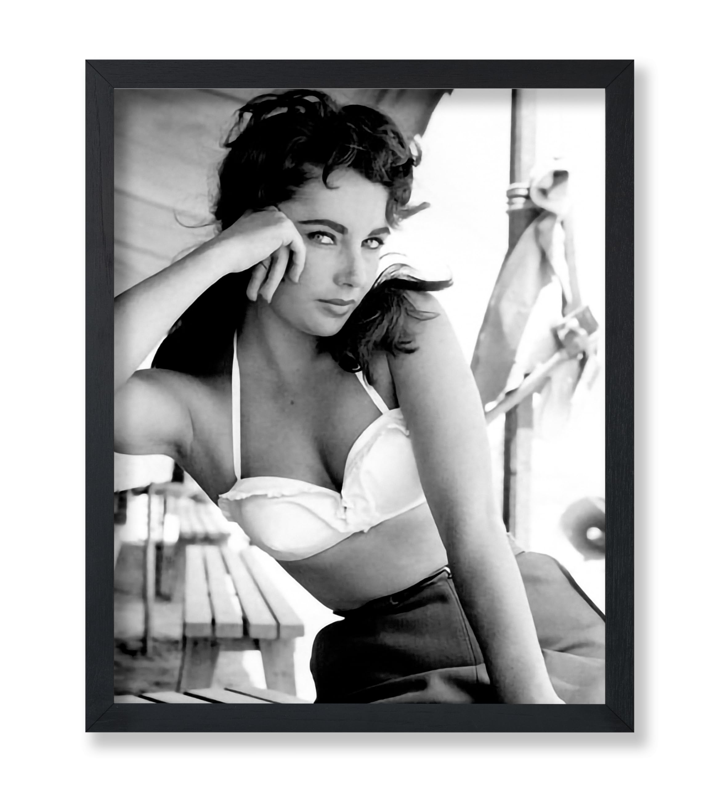 Monem Art Elizabeth Poster - Elizabeth in Brassiere Print - Fashion Art - Celebrity Art - Fashion Art - Black and White Art - Photography Art - Chic Girl's Bedroom Decor - 8x10 UNFRAMED Wall Art
