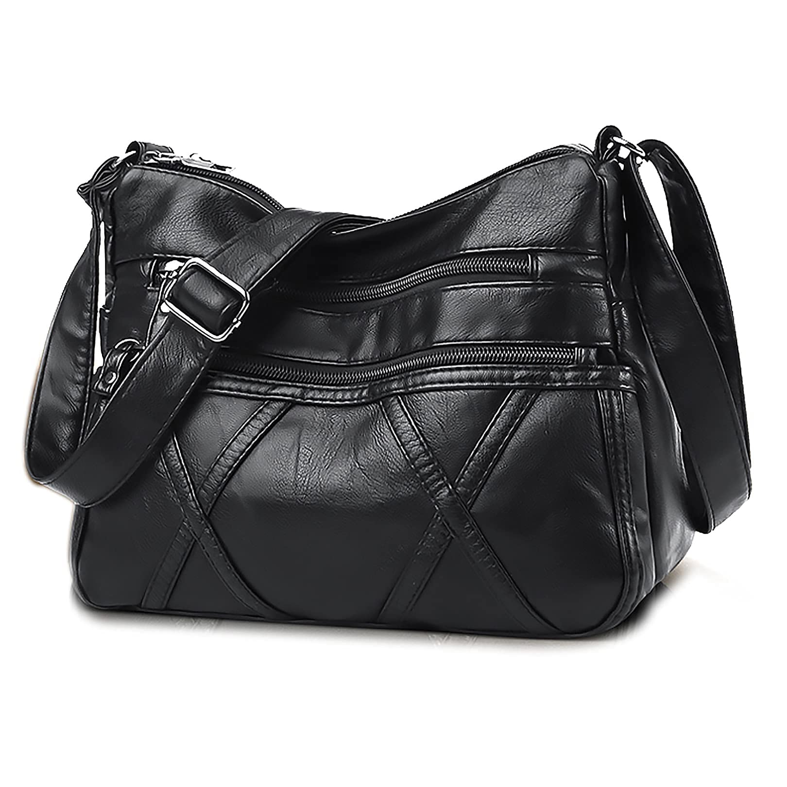 Lightweight Leather Crossbody Shoulder Bag for Women Compact Everyday Purse