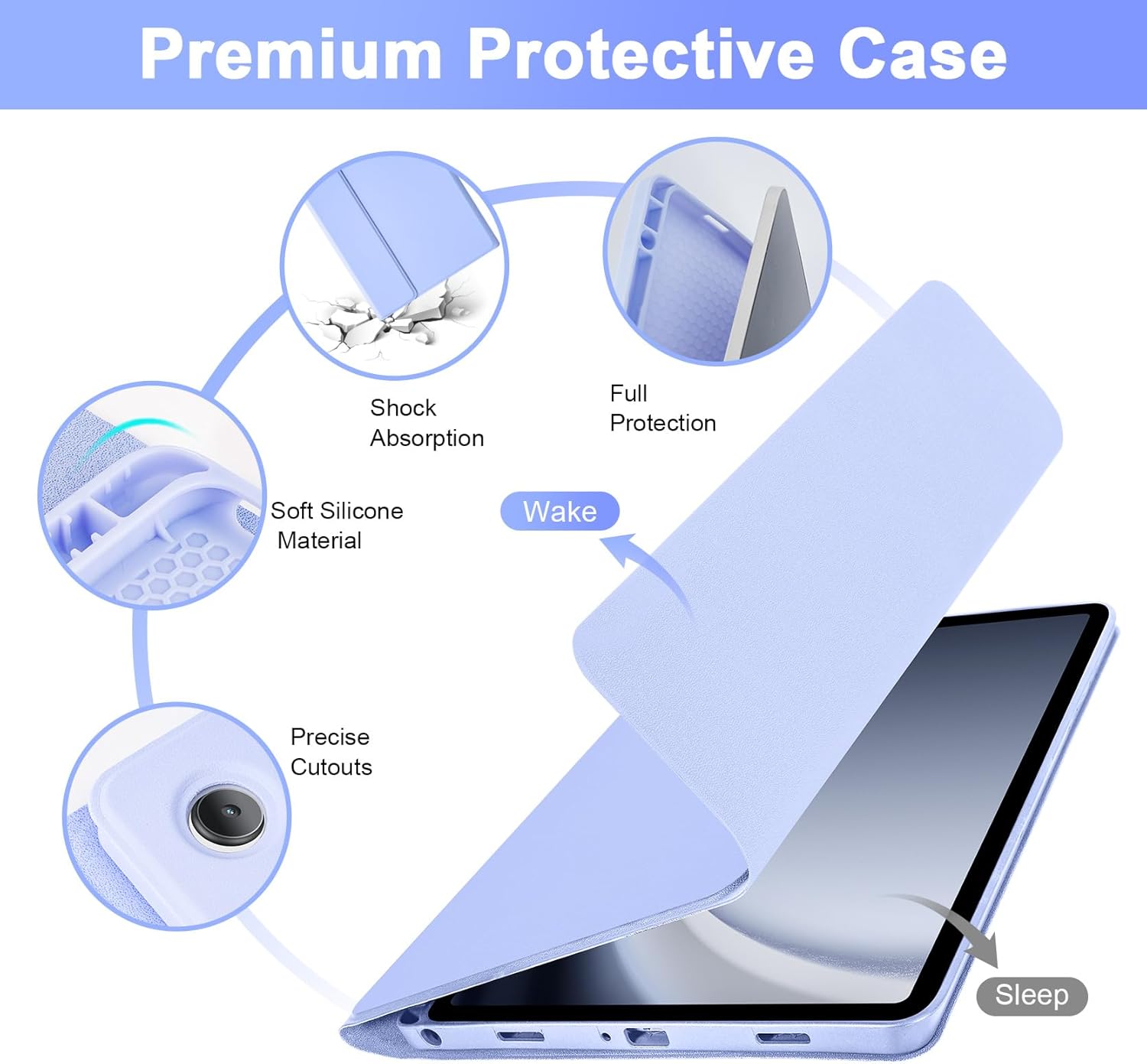 Keyboard Case for Samsung Galaxy Tab A9+/A11+ 11 inch, 7 Color Backlit, Detachable Wireless Keyboard Case with S Pen Holder and Mouse for Galaxy Tab A9 Plus/A11 Plus, Purple
