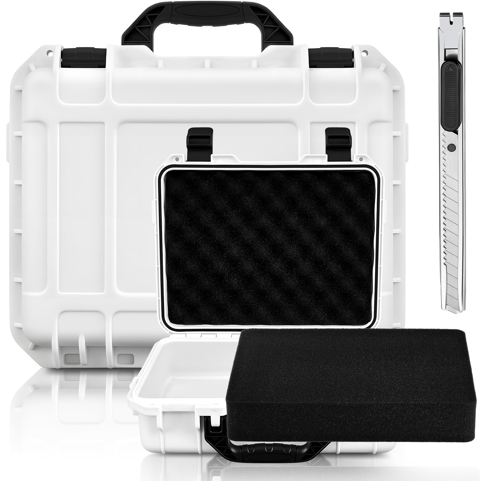 Relaxweex 14.3 x 11.4 x 4.5 Inch Hard Case, Stripe Shell, White