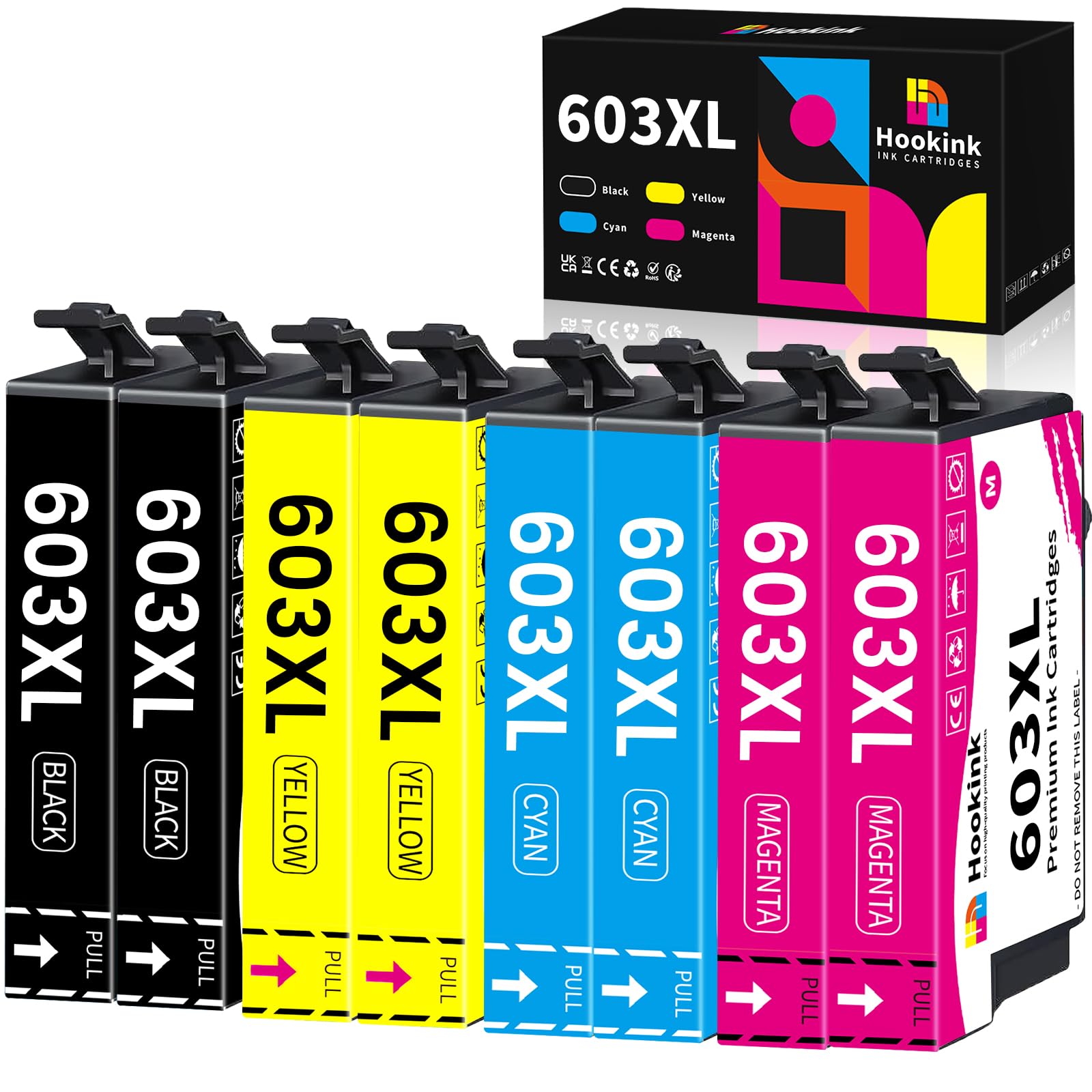 Hookink 603XL Cartucce Compatibili per Epson 603 XL per Expression Home XP-2100 XP-2150 XP-2155 XP-3100 XP-3150 XP-3155 XP-4150 Workforce WF-2810 WF-2820 WF-2830 (2 Nero 2 Ciano 2 Magenta 2 Giallo)