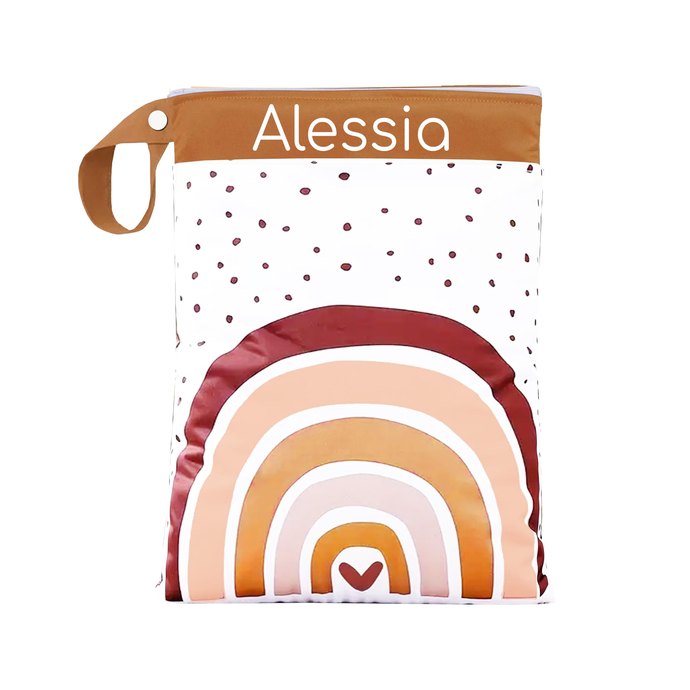 ARTEE Nasstasche für Kita-Wechselwäsche, Wasserdicht, Waschbar, mit Reißverschluss, Personalisierbar, mit Name, für Kindergarten, Strand, Sport (Big Rainbow)