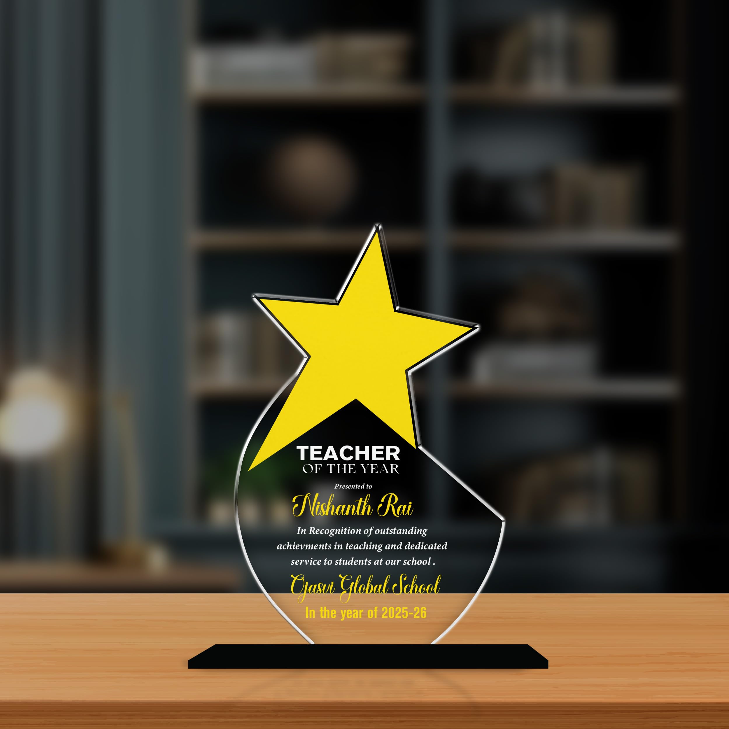 Gift Me Bazar Personalized Teacher of the Year Award | Custom Acrylic Star Trophy with Name | UV Printed Recognition Award for Outstanding Educators and School Teacher Appreciation Gifts-picture-14