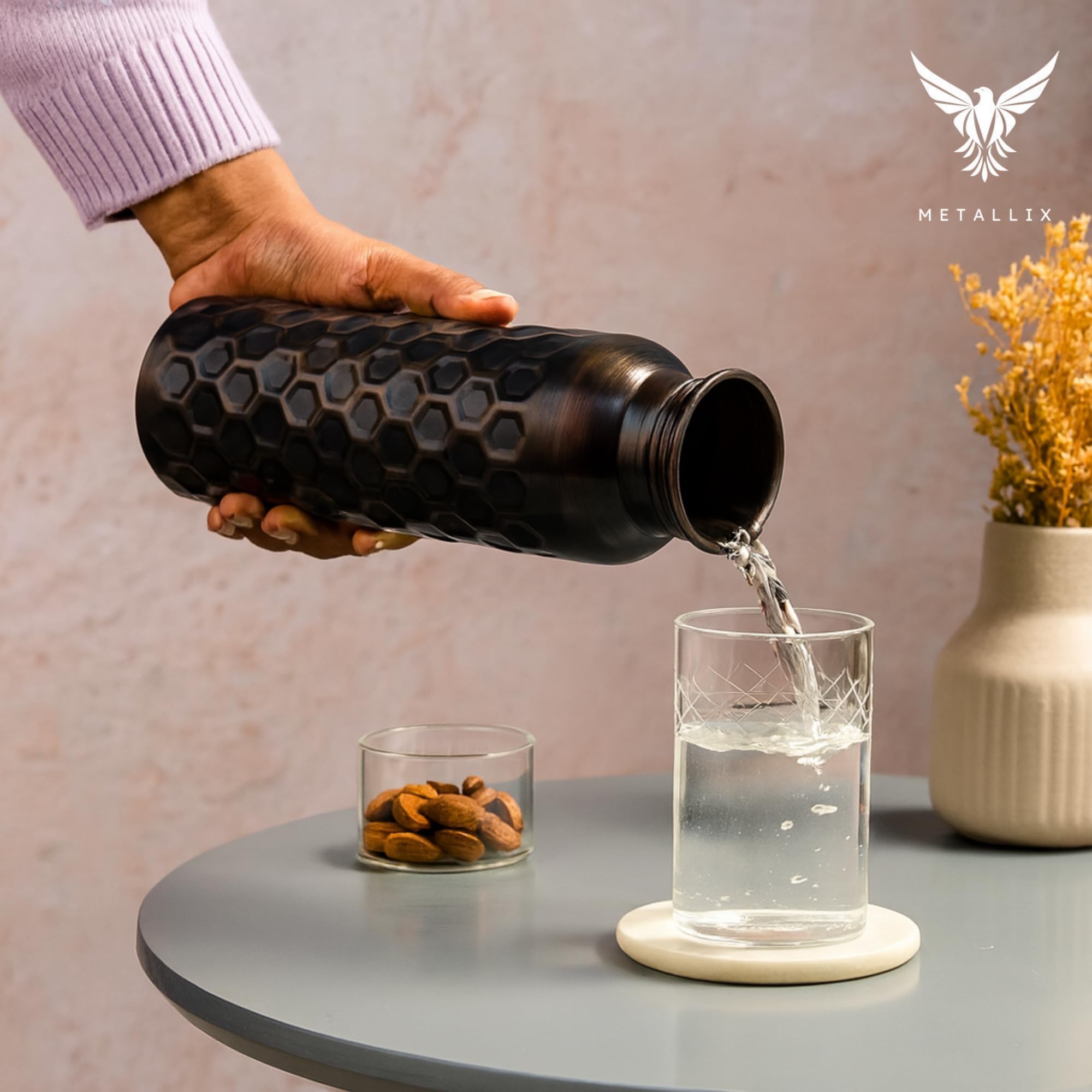 Metallix Copper Water Bottle - 1L Pure Copper -4