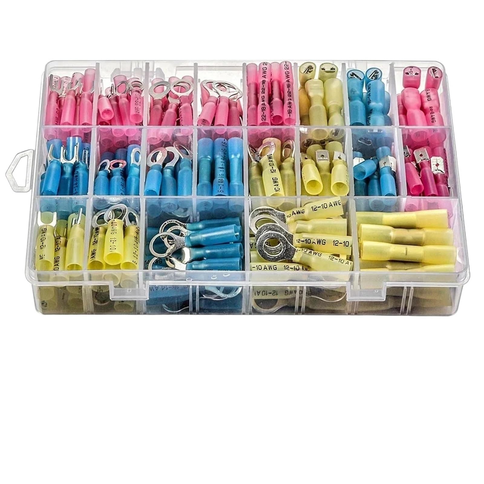 Ciopljhkl One Color 240-270Pcs Heat Shrink Ring Connectors-Heat Wire Connectors Tinned Red Copper Insulated Crimp Terminals For Home,Factory,Cars,Ship
