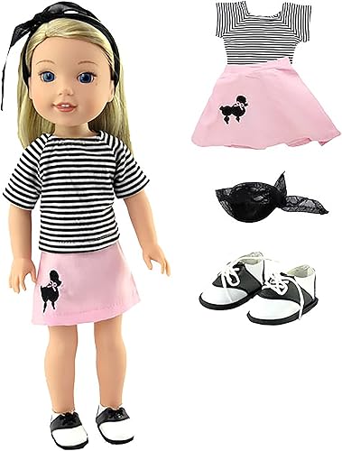 American Fashion World Traje de caniche inspirado en los años 50 de color rosa claro para muñecas de 14 pulgadas Juego de 4 piezas Calidad premium American Fashion World Traje de caniche inspirado en los años 50 de color rosa claro para muñecas de 14 pulgadas Juego de 4 piezas Calidad premium
