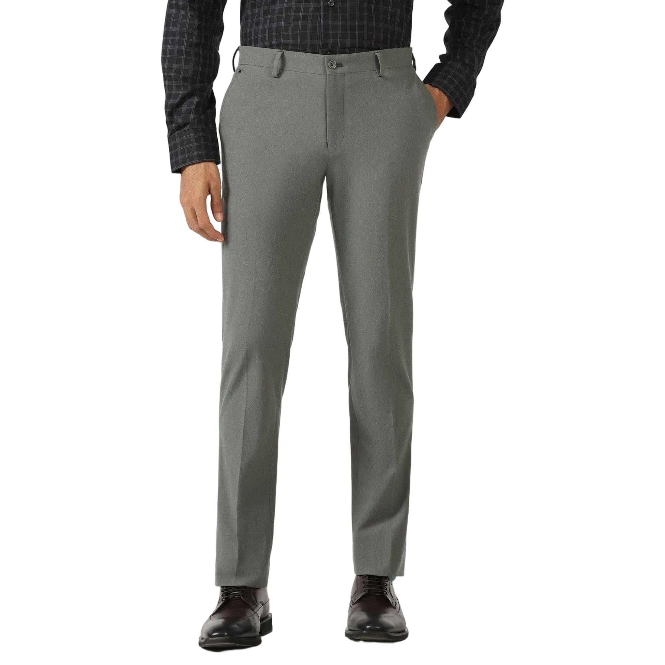 Men's Polyester Blend Solid Slim Fit Formal Trousers-image-19