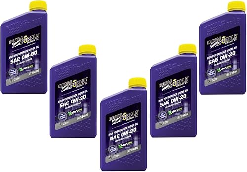 Royal Purple 01020 Caja de 5 aceites de motor sintético de alto rendimiento SAE 0W20 con licencia API