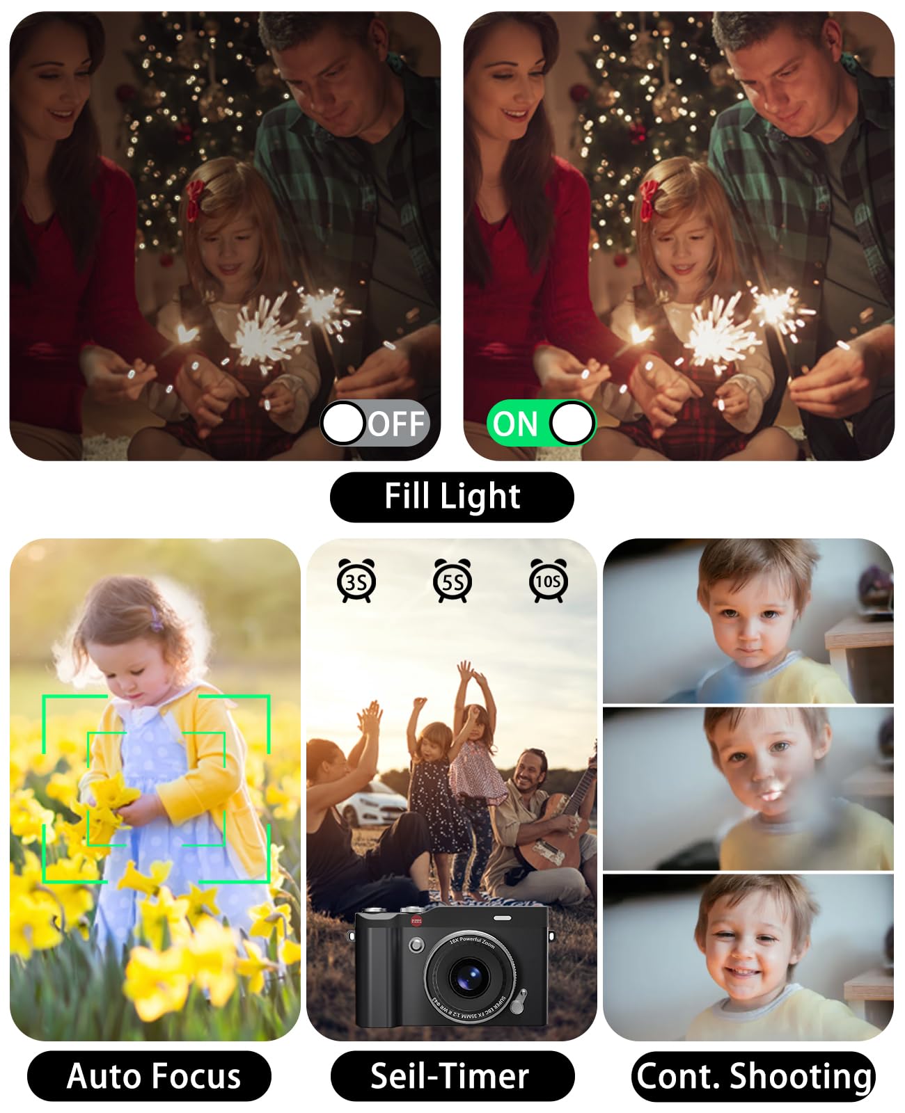 HEYMAO Children’s Camera 2.4" Flip Screen 64MP 1080P with 32GB SD Card Kids Digital Camera for Boys and Girls Toys 3-12 Years Old - Image 2