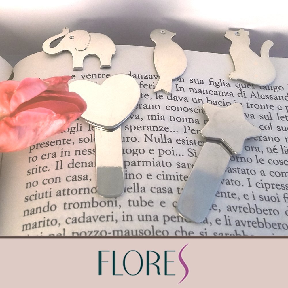Segnalibro a forma di stella in argento 925/1000 con incisione personalizzata.