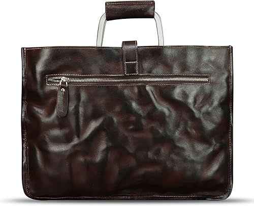 Miniatura 3 de Maletín delgado de cuero genuino para hombres y mujeres, bolso bandolera vintage para computadora portátil de negocios