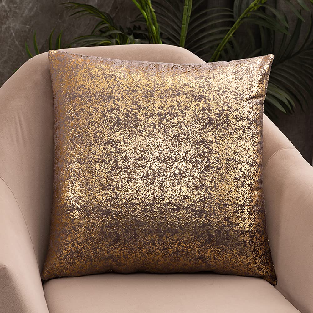 Deeprove Throw Pillow Cover Both Sides Sparkle Gold Foil Print, Soft Velvet Hidden Zipper Closure Accent Pillow Cushion Case for Bedroom, Living Room,