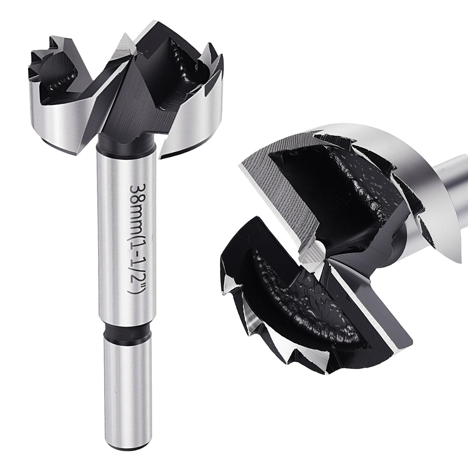 DTGN 38mm Forstner Drill Bit 1-1/2" - 1Pack - Good for Wood Plastic Plywood - Multi-Tooth Carbon Steel Woodworking Hole Saw Cutter with Round Shank - Silver — image 1