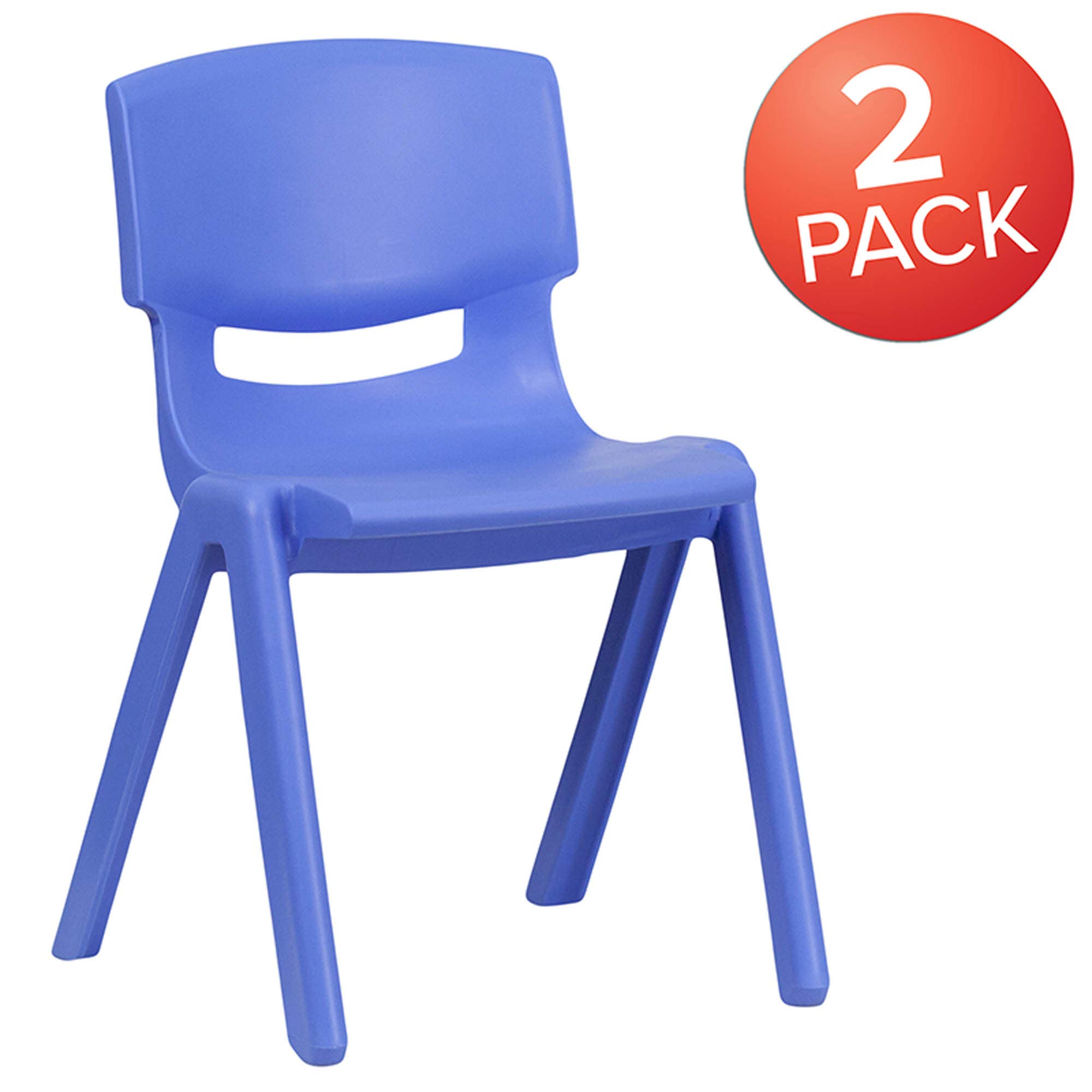 Flash Furniture Whitney 2 Pack Blue Plastic Stackable School Chair with 13.25" Seat Height - Image 4