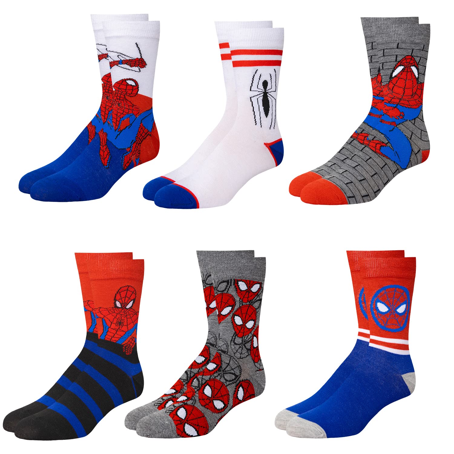 marvel Spiderman Socks - 6-Pack Men & Boys Athletic Socks-picture-0
