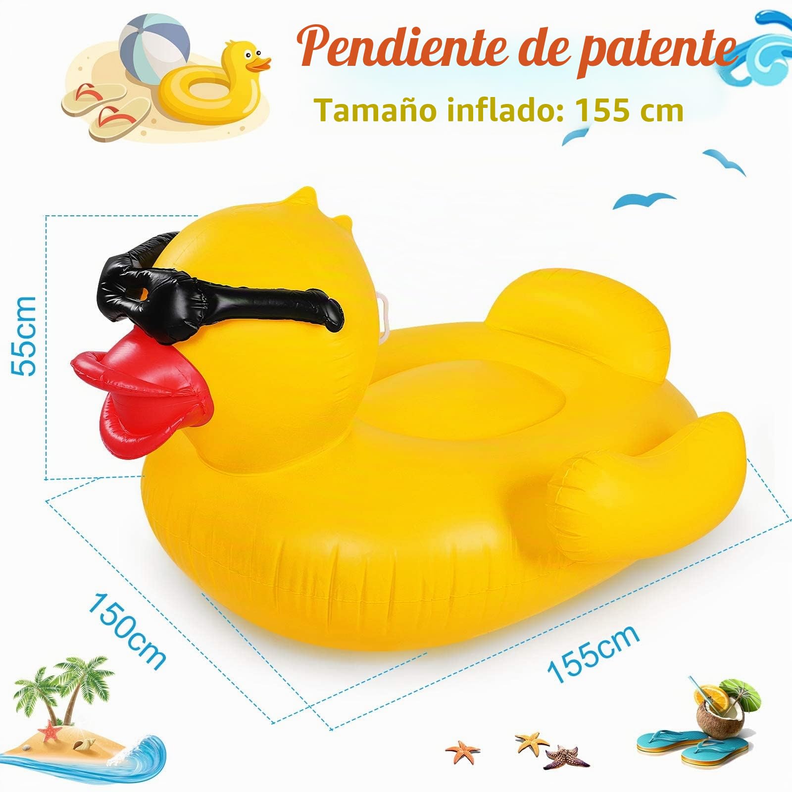 Float Joy Piscina Flotador Hinchable Gigante de Pato Amarillo para Piscina de Verano
