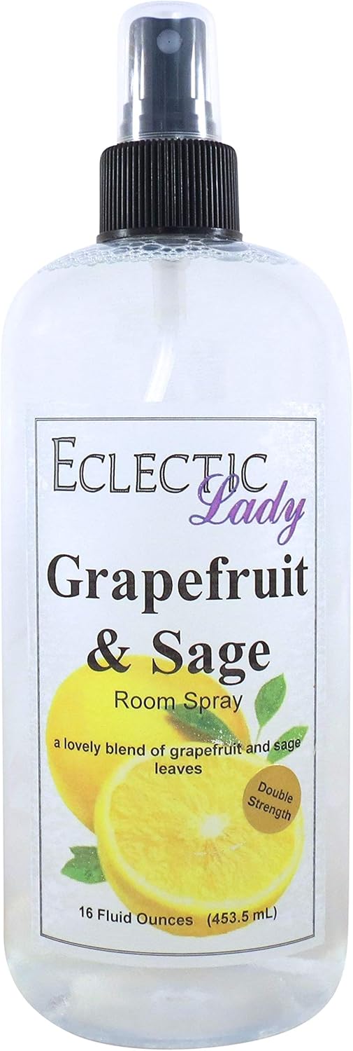 Grapefruit And Sage Room Spray (Double Strength), 16 Ounces, No Artificial Colors, Parabens, or Preservatives - Fragrant Aromatic Room Mist For Home, Room, Office